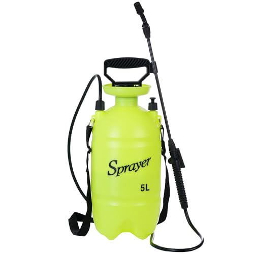 MaxWorks 51022 Pump-Action Garden Sprayer 5L/1.32 Gal with Adjustable Nozzle for Mist & Stream, Anti-Kink Hose, and Ergonomic Pump Handle for Plants, Pest Control, and Lawn Care - size: 5 Liters / Hose