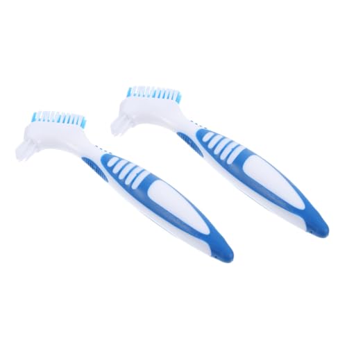 YARNOW 2pcs Turtle Shell Cleaning Brush Double-Headed Design for Dirt Removal Comfortable Non-Slip Handle Aquatic Tortoise Care - color: Blue