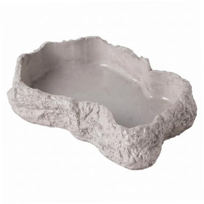 Reptile Water Dish 600ml Tortoise Food Bowl - Natural Rock Texture Reptile Bowl, White, 8.9" X 6.50" X 1.77". - color: White