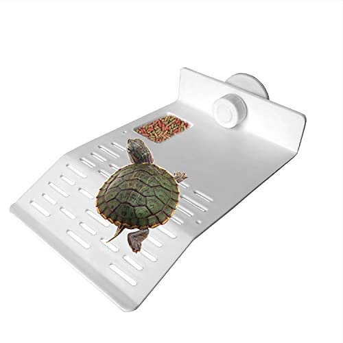 SHIGATSU Medium Turtle Resting Platform for Aquarium Fish Tank 2 in 1 Climbing Ladder Terrarium with Suction Cup for Small Pets Sun Bathing Resting Play