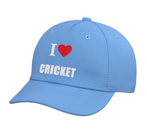 I Love Cricket Bowling Batting Keeper Watching Playing Adjustable Baseball Hat - color: Light Blue