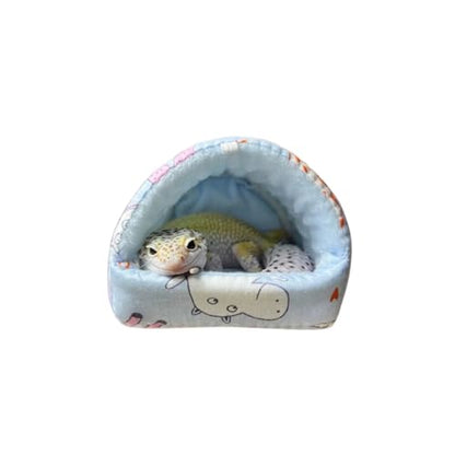 Warm Hideout for Bearded Dragons Toys Lizard Nest with Hanging Swing Toy Triangular Reptile Cave Habitat Geckos Snakes Cozy Bed Mat Decor in Window Cages Hut Accessories Hideaway Box Cage