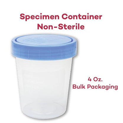 Dealmed Urine Specimen Cups with Lids - Non-Sterile, 4 oz, 500 Count | Polypropylene Construction, Screw-On Leak Resistant Cap, Single Use, For Clinics And Labs, Liquid Or Solid Samples