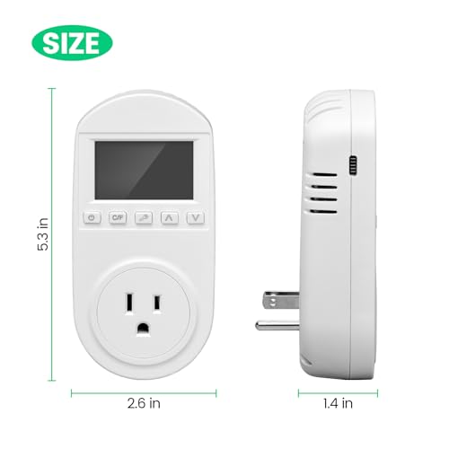 Temperature Controlled Outlet, Briidea Thermostat Outlet Compatible with Window Air Conditioner, Space Heaters, Fans, Auto On/Off, Ideal for Household, Greenhouse, Reptile, Incubator, 110V 15A - style: Regular model
