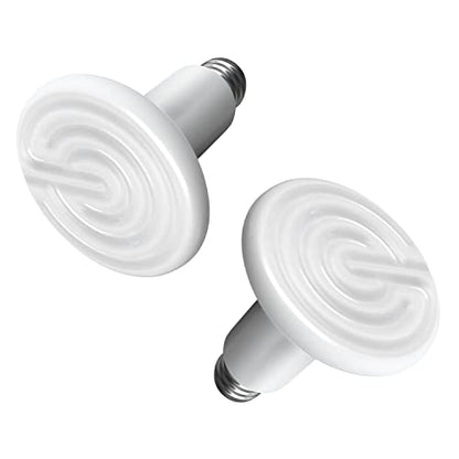 Simple Deluxe 100W Reptile Heat Lamp Bulb No Light Ceramic Heat Emitter Brooder Coop Heater for Amphibian Pet & Incubating Chicken, Snake, Lizard, Spider, 2-Pack,White - size: 2 Pack, style: White