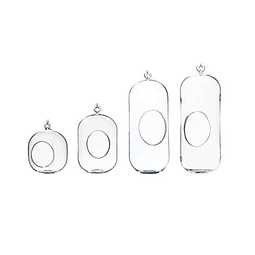 WGV Hanging Glass Plant Terrarium, Width 5", Height 13", Lantern DIY Air Succulent Planter Clear Tea Light Votive Candle Holder, Wedding Event Office Home Outdoor Decor, 1 Piece