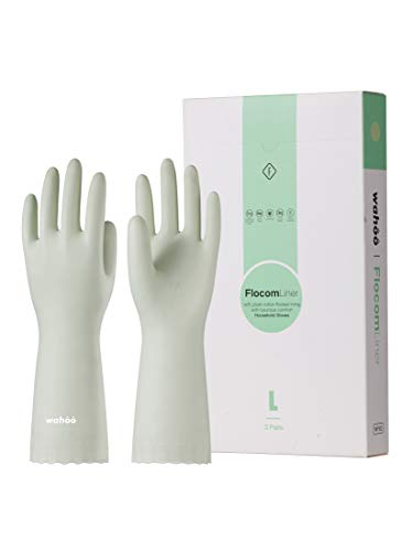 LANON 3 Pairs wahoo Cleaning Gloves,Cotton Flocked Liner,Canary Green,Small | Skin-Friendly,Dish Washing,Reusable,Latex Free,DEHP-Free,Non-Slip,Dishwashing Household Kitchen Gloves - color: Canary Green, size: Small (Pack of 3)