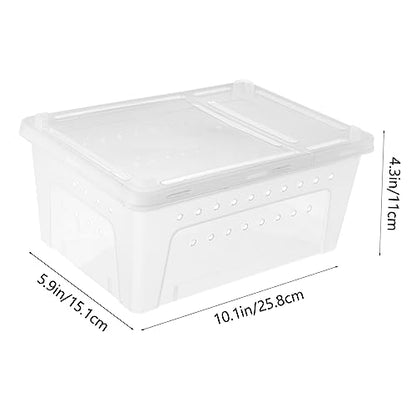 Toddmomy 1Pc Plastic Transparent Feeding Box for Reptiles Durable Container for Snakes Geckos Tortoises and Pets for Transport and Habitat White