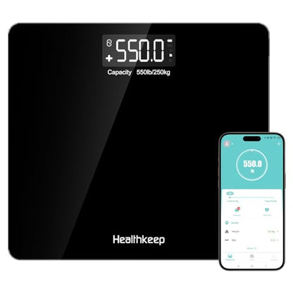 550lbs/250kg Scale for Body Weight Bathroom: Digital Scales Accurate with BMI Via Smart APP, Capacity Weight Scales, Extra-High Capacity, Bright LED Display & Large Clear Numbers - color: Smart Black 550lb