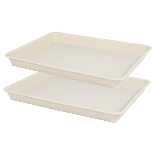VUWEZ Rectangle Plant Tray, Plant Drip Tray, Plant Pot Saucers, Plant Germination Trays, Plant Saucers, 11'' x 9'' x 1.2'' (2 pack), Beige - color: Beige, size: 11'' x 9'' x 1.2'' (2 pack)