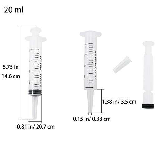 6Pcs Plastic Syringe Set, Industrial Syringes Liquid Measuring Syringe Tools for Scientific Labs, Dispensing, Animals Feeding Multiple Uses 20ml x 2 + 60ml x 2+ Hose x2