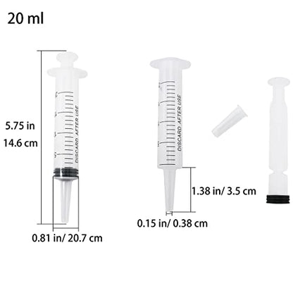6Pcs Plastic Syringe Set, Industrial Syringes Liquid Measuring Syringe Tools for Scientific Labs, Dispensing, Animals Feeding Multiple Uses 20ml x 2 + 60ml x 2+ Hose x2