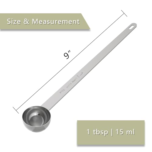 2PCS Extra Long Handle Coffee Scoop, 1Tbsp(15ml) Measuring Spoon | 9” Length, Food-Grade Stainless Steel, Accurate Measurement, Dishwasher-Safe, Engraved Marking, Coffee Ritual Essential - size: 1tbsp
