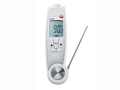 Testo 104-IR Infrared Thermometer Gun – Dual Temperature Gun for Surface and core temperatures – Waterproof Infrared Thermometer for up to 482 Degrees – HACCP Compliant