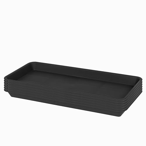 VUWEZ 6 Pack Plastic Plant Tray Saucer Rectangular, Heavy Duty Planter Saucers for Indoors, Plant Water Drip Trays for Flower Pot Planter, Windowsill Pot Tray, Seed Starting Growing Trays - color: Black, size: 11'' x 6'' x 1.0'' (6 pack)