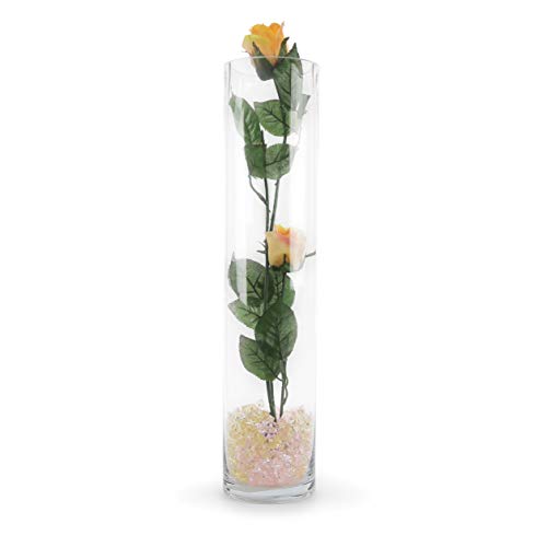 WGVI Quality Thick Weighted Tall Clear Cylinder Glass Vases, 4" W x 18" H, Flower Arrangement Floating Candle Holders Wedding Centerpieces Event Floral Container Artistic Display Home Decor, 1 Piece - size: 4"x18"H