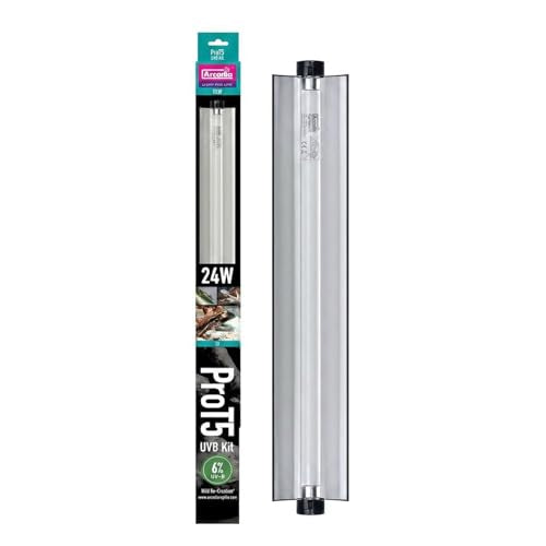 Arcadia T5 UVB Reptile Light Fixture Kit 22.5" Long 24 Watts 6% UVB Forest – Complete UVB Light for Reptiles, Turtles, Snake, Bearded Dragon Lamp, Long Lasting Easy to Use Professional Lighting