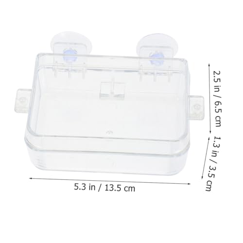 Toddmomy Reptile Feeder Bowl with Suction Cups Clear Chameleon Water and Food Dish for Bearded Dragons Geckos and Lizards Versatile Feeding for Reptile Tanks - color: Transparent, size: 13.50X6.50X3.50CM