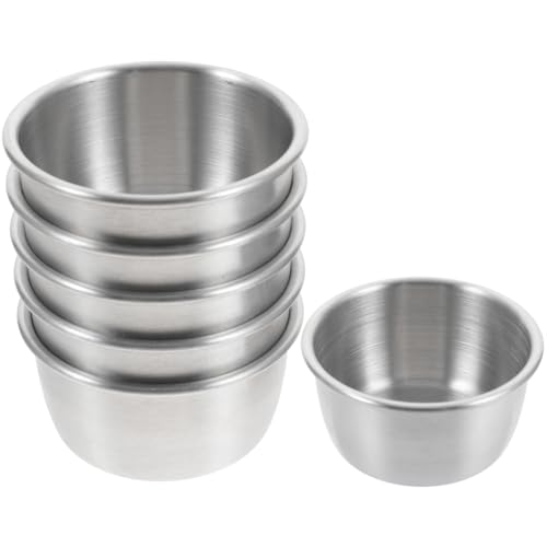 GANAZONO 6-Pack Stainless Steel Reptile Water Dish 2.16In Metal Feeding Cups for Lizards Turtles Geckos Reptile Tank Accessories Water and Food Bowl for Terrarium