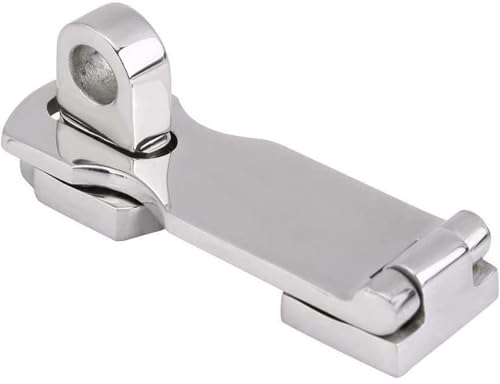 Stainless Steel 316 Heavy Duty Door Hasp with Turning Padlock Eye Mount 3" x 1"