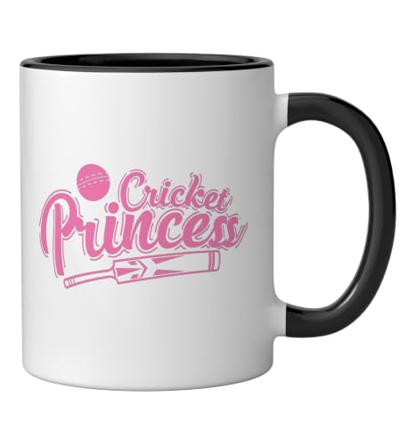 Cricket Princess Ball Sport Hobby Team Ceramic Mug, Black/White, 11oz - color: Black/White, size: 11 Ounces