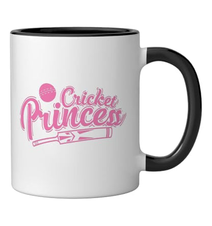 Cricket Princess Ball Sport Hobby Team Ceramic Mug, Black/White, 11oz - color: Black/White, size: 11 Ounces