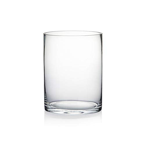 WGV Quality Thick Cylinder Vase, Width 6", Height 8", Clear Glass Container Terrarium Candle Holder for Wedding Centerpiece, Event, Home Decor, 1 Piece - size: 6"x8"H