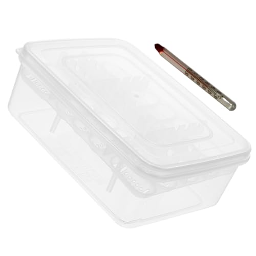 Happyyami Compartment Tray Hatching Box for Snakes Lizards and Other Reptiles Thermometer Lightweight and Portable Incubation