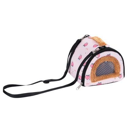 Hamster Carrier Bag Cold-Weather Winter Pouch | Bunny Travel Carrier for Camping Moving Commuting Chinchilla Chameleon Reptile Lizards Leopard Gecko - color: Pink