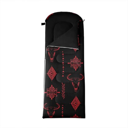Erosebridal Sugar Skull Sleeping Bag for Kids Southwestern Aztec Western Camping Blanket for Hiking Travel Hunting Sleep Bag - color: Black Red 13