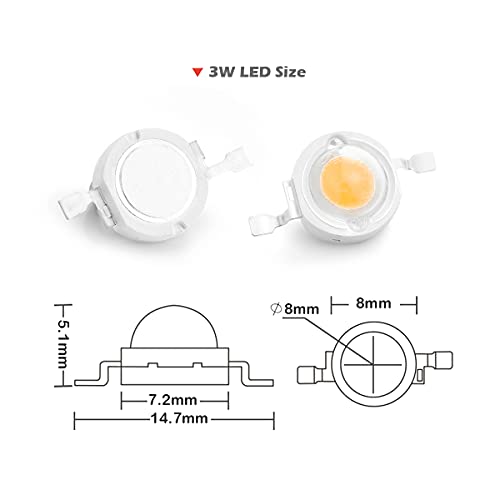 CHANZON 10 pcs High Power Led Chip on Board 3W Pink | (400mA - 500mA / DC 3V - 3.4V / 3 Watt) Super Bright Intensity SMD COB Light Emitter Components Diode Bulb Bead DIY Lighting - color: L) Pink
