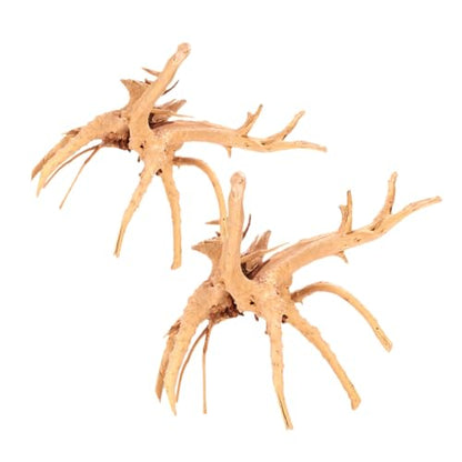 POPETPOP 2pcs Natural Aquarium Decor Driftwood Ornaments for Fish Tanks and Reptile Terrariums Safe Wood Decorations for Aquatic and Garden Display