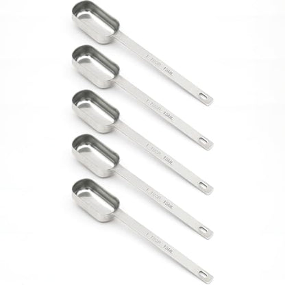 5PCS 1TBSP(15ML) Measuring Spoon, Stainless Steel Long Handle Teaspoons | High Precision, Food-Grade Stainless Steel, ‌Rust-Free, Dishwasher-Safe, Easy-Read Markings, Multi-Purpose, Sturdy & Durable - size: 1tbsp|3tsp|15ml|1/16cup|1/2oz