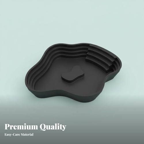 Amphibian Water Dish for Turtles, PP Reptile Bathing Pool with Ramp, 8.7 x 6.3 in Feeding & Soaking Basin for Terrariums - color: Black L
