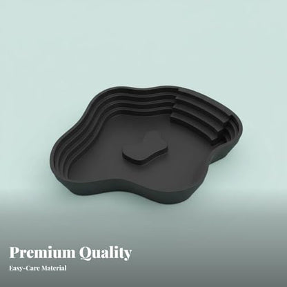 Amphibian Water Dish for Turtles, PP Reptile Bathing Pool with Ramp, 8.7 x 6.3 in Feeding & Soaking Basin for Terrariums - color: Black L