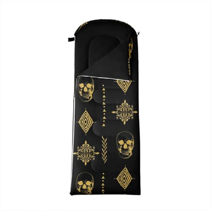 Erosebridal Sugar Skull Kids Sleeping Bag Southwestern Aztec Western Camping Blanket for Hiking Travel Hunting Sleep Bag - color: Black Yellow Gold 1
