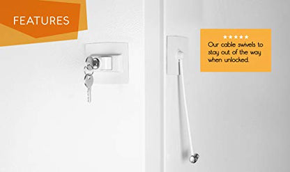 Premium Refrigerator Lock with Built-in Keyed Lock (White) - color: White