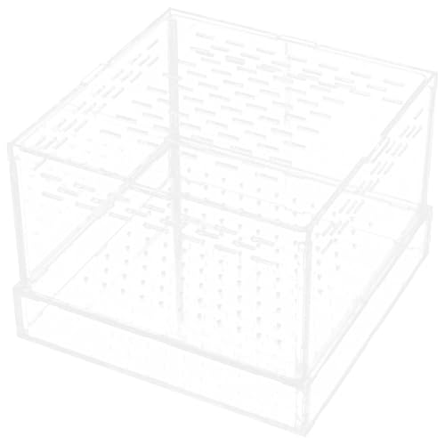 UKCOCO Acrylic Insect Feeding Box with Lid for Breeding Reptiles, Mealworm Habitat Container Suitable for Tarantula and Snake Enclosures