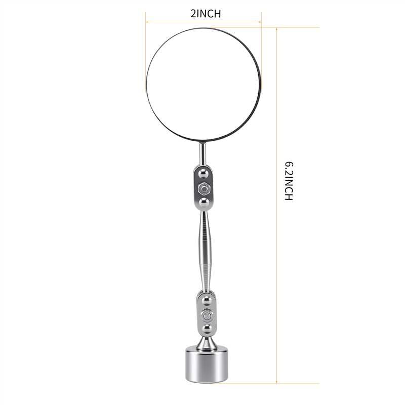 HARDK Inspection Mirror with Magnetic Base - 2 Inch Round Swivel Angle Ball Joint Antenna Inspection Tools for Arc, MIG,Spot Welding,Equipment Inspection,Mechanical Welding,Coffee Machine Maintenance - size: BIG BASE WIITH 2 INCH