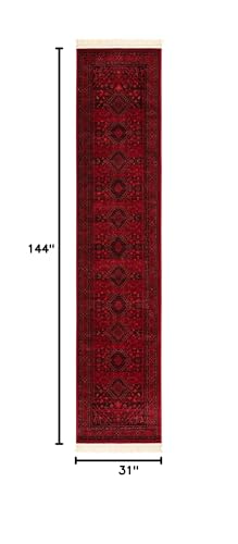 Unique Loom Tekke Collection Area Rug - Sheibani (2' 7" x 12' Runner, Red/ Black) - size: 2'7" x 12' (Runner)