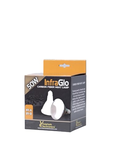 Vivarium Electronics InfraGlo Carbon Fiber Heat Lamp 50W – Infrared Reptile Heat Lamp Bulb for Bearded Dragons, Tortoises, Snakes and Turtle Tanks, Long Lasting Infrared Emitter Bulb for Reptiles