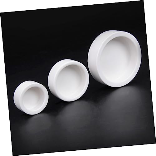 Kisangel 2pcs Reptile Food and Water Storage Bowls Thicken Ceramics Lizard Feeder Set Round Design for Reptiles Easy to Clean Stable Base White
