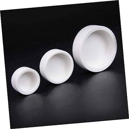 Kisangel 2pcs Reptile Food and Water Storage Bowls Thicken Ceramics Lizard Feeder Set Round Design for Reptiles Easy to Clean Stable Base White