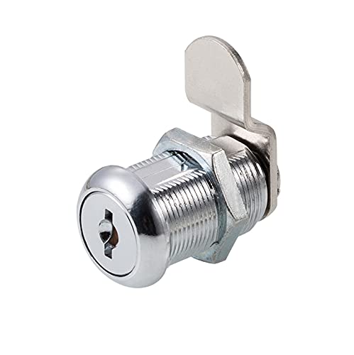 Cabinet Cam Locks Keyed Alike, 1” Cylinder Cam Locks for Tool Box RV Compartment Mailbox Vending Machine Drawer File Cabinet, Fits 3/4” Max Panel Thickness, Chrome Finish with 3 Cams and 2 Keys - size: 1 Inch