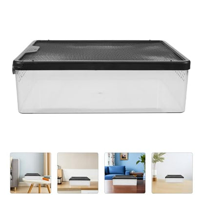 Reptile Terrarium Tank and Breeding Box with Black Frame, Anti-Escape Plastic Enclosure for Snakes, Frogs, Turtles, and Small Pets, Ventilated Habitat Suitable for Reptile Pet Care