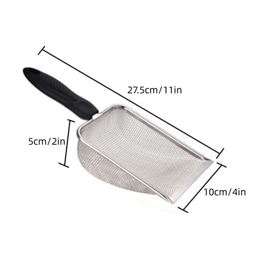 2PCS Reptile Sand Sifter Cat Litter Scoop Fine Mesh Metal Reptile Litter Cleaner Scooper for Sand Bedding Aquarium Terrarium Accessories