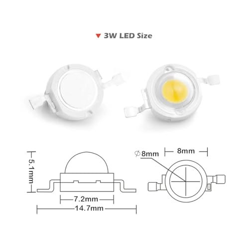 CHANZON 10 pcs High Power Led Chip 3W Warm White 3000K - 3500K | (600mA - 700mA / DC 3V - 3.4V / 3 Watt) Super Bright Intensity SMD COB Light Emitter Components Diode Bulb Bead DIY Lighting - color: A) Warm-white (3000k)