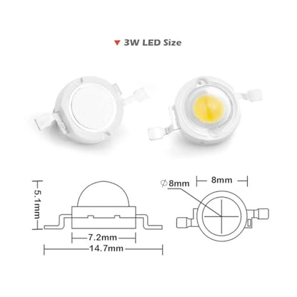 CHANZON 10 pcs High Power Led Chip 3W Warm White 3000K - 3500K | (600mA - 700mA / DC 3V - 3.4V / 3 Watt) Super Bright Intensity SMD COB Light Emitter Components Diode Bulb Bead DIY Lighting - color: A) Warm-white (3000k)