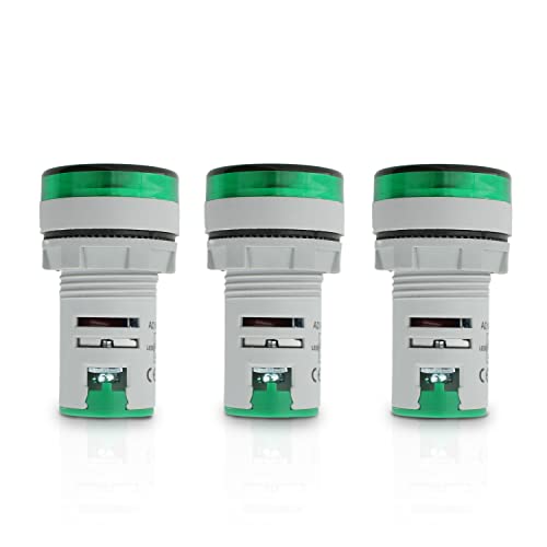 Digital LED Thermometer Display with Indicator Light, 22mm (7/8 inch) Mounting Hole, Energy-Saving Design, Temperature Range -20°C to +199°C Green (3 Pack) - style: Green - Thermometer