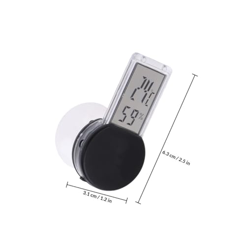 BESPORTBLE Thermometer Hygrometer with Sucker Mount for Reptile Terrarium Indoor Humidity and Temperature Portable Black for Home and Bedroom Use